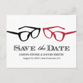 Gay Wedding Two Glasses Save the Date Minimalistis Ankündigungspostkarte (Vorderseite)