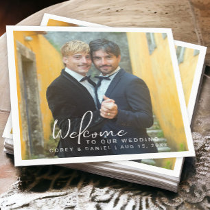 Gay Wedding Two Grooms Foto Serviette