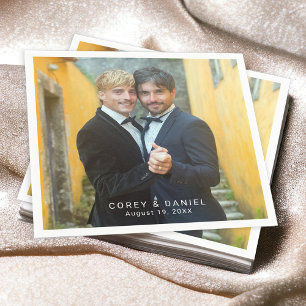 Gay Wedding Two Grooms Foto Serviette