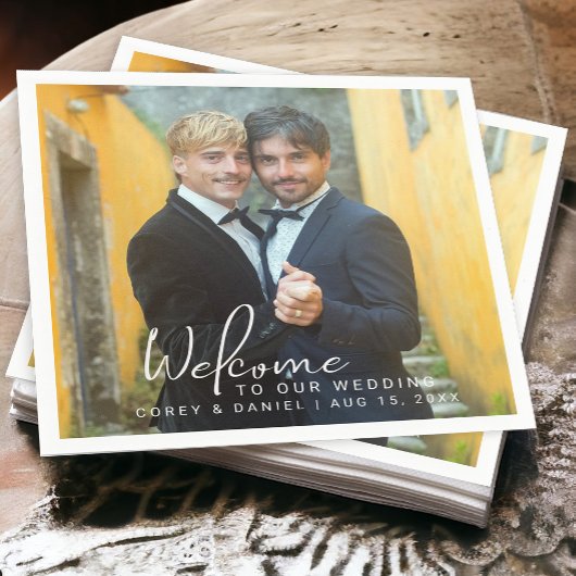 Gay Wedding Two Grooms Foto Serviette