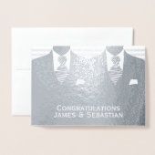 Gay Wedding Two Grooms Glückwunsch Folienkarte (Vorderseite mit Umschlag)