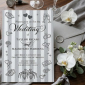 Gay Wedding Two Grooms Whimsical Doodles Einladung