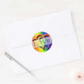 Gay Wedding Two Hearts Liebe laden UAWG Rett Date  Runder Aufkleber (Umschlag)