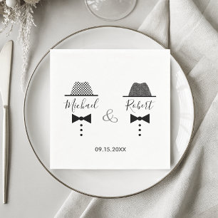 Gay Wedding Vintag elegant Schwarz und Weiß Serviette