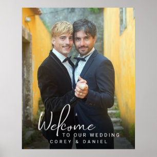 Gay Wedding Welcome Two Grooms Foto Poster