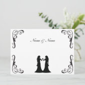Gay Wedding - Zwei Brides Black and White Einladung (Stehend Vorderseite)