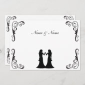 Gay Wedding - Zwei Brides Black and White Einladung (Vorne/Hinten)