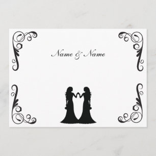 Gay Wedding - Zwei Brides Black and White Einladung