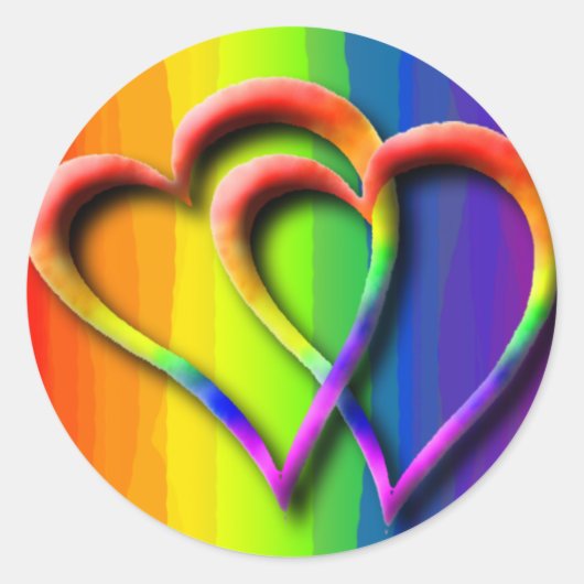 Gay Weddings Two Hearts Einladung UAWG Rett Datum Runder Aufkleber (Vorderseite)