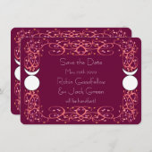 Gay Wiccan Wedding Red Save the Date Card (Vorne/Hinten)