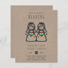 Gay Women Wedding Cartoon Spaß handgezeichnet
