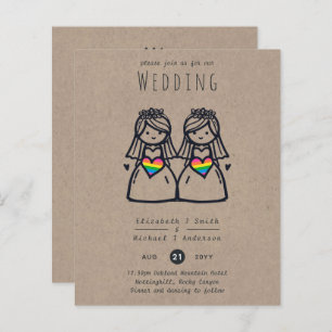 Gay Women Wedding Cartoon Spaß handgezeichnet