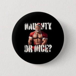 Gay Xmas Muscle Daddy Bear Nice Santa Pride LGBTQ Button