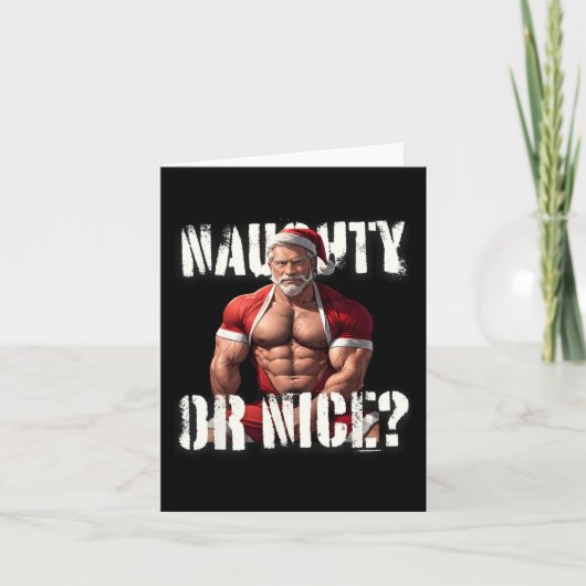 Gay Xmas Muscle Daddy Bear Nice Santa Pride LGBTQ Karte (Vorderseite)