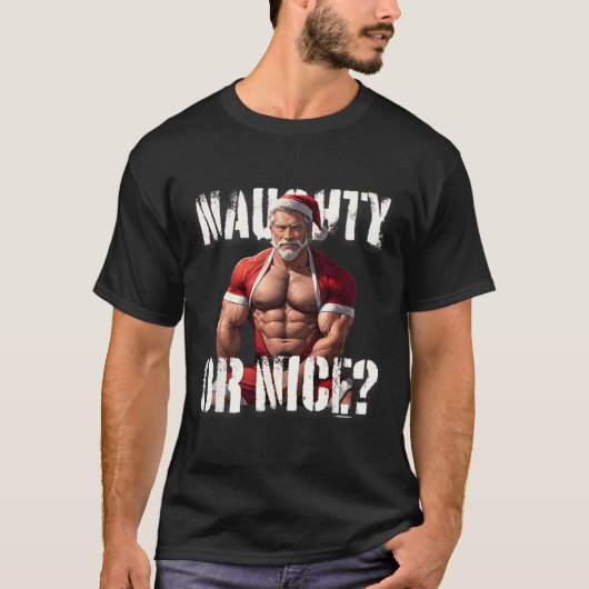 Gay Xmas Muscle Daddy Bear Nice Santa Pride Lgbtq T-Shirt (Vorderseite)