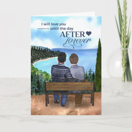 Gay Young Interracial Couple Jubiläum Karte (Vorderseite)