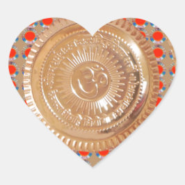 GAYATRI Mantra n OmMantra Symbol Embossed GOLD Herz-Aufkleber