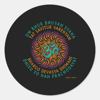 Gayatri Mantra Om Symbol Spiritual Yoga Clothing  Runder Aufkleber
