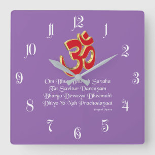 Gayatri mantra quadratische wanduhr