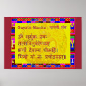 Gayatri Mantra Script Sanskrit Spiritueller Chor Poster (Vorne)