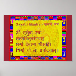 Gayatri Mantra Script Sanskrit Spiritueller Chor Poster