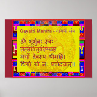 Gayatri Mantra Script Sanskrit Spiritueller Chor Poster