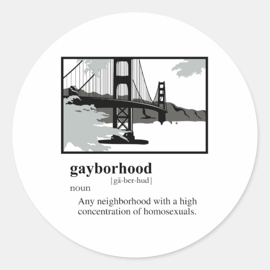 GAYBORHOOD RUNDER AUFKLEBER (Vorderseite)