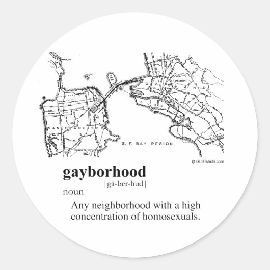 GAYBORHOOD RUNDER AUFKLEBER (Vorderseite)