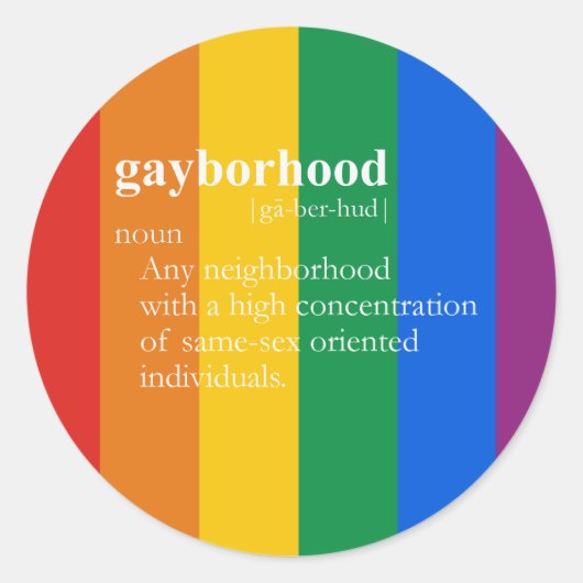 GAYBORHOOD T - SHIRT / Gay Slang T - Shirt Runder Aufkleber (Vorderseite)