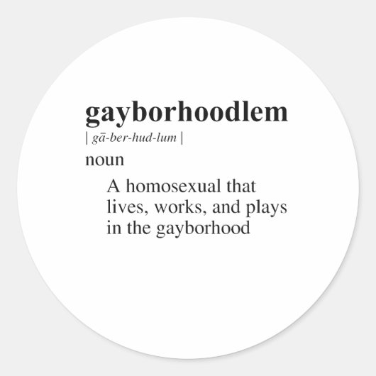 GAYBORHOODLEM RUNDER AUFKLEBER (Vorderseite)