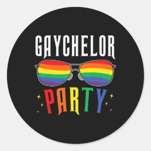 Gaychelor Gay Lesbian Lgbtq Pride Bachelor Party W Runder Aufkleber