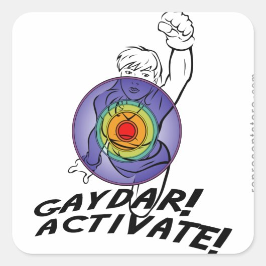Gaydar! Aktivieren! Rainbow Lesbian Quadratischer Aufkleber (Vorderseite)