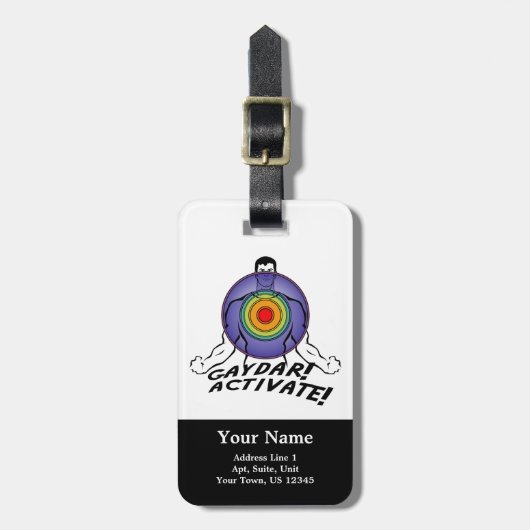 Gaydar! Aktivieren Sie! Regenbogen-Homosexuelles Gepäckanhänger (Vorderseite vertikal)