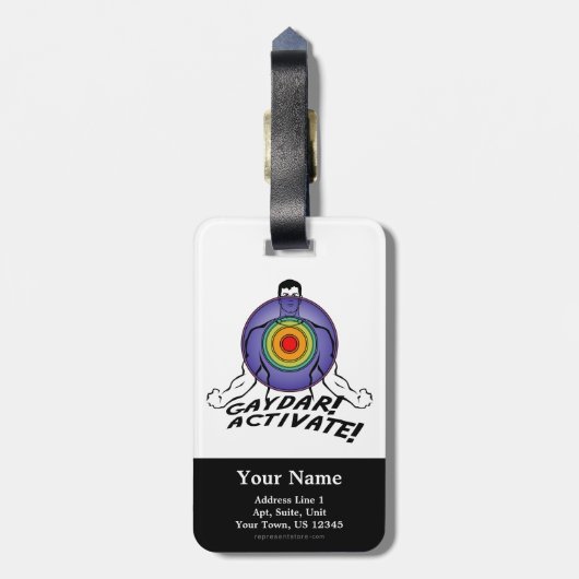 Gaydar! Aktivieren Sie! Regenbogen-Homosexuelles Gepäckanhänger (Rückseite vertikal)