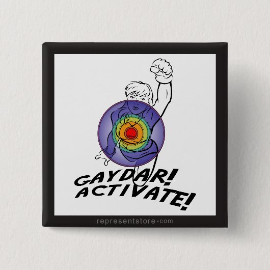 Gaydar! Aktivieren Sie! Regenbogen-Lesbe Button (Vorderseite)