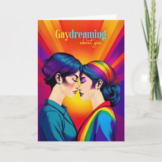 Gaydreaming-Asiatische Lesbische Rainbow-Liebe Karte (Vorderseite)