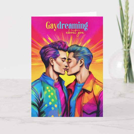 Gaydreaming Male Couple Rainbow Liebe Karte (Vorderseite)