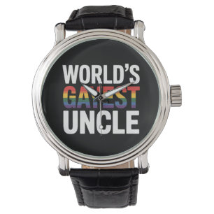 Gayest Uncle LGBTQ Gay Pride der Welt Ally Rainbow Armbanduhr