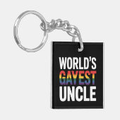 Gayest Uncle LGBTQ Gay Pride der Welt Ally Rainbow Schlüsselanhänger (Vorderseite links)