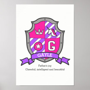 Gayle Name bedeutet Unicorletter-G-Wappen-Plakat Poster