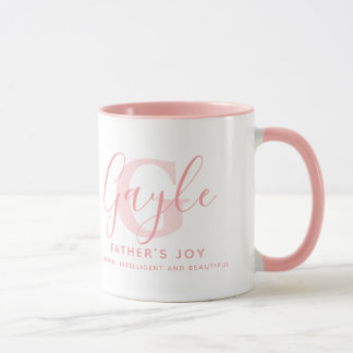Gayle name meaning and monogram soft pink text tasse