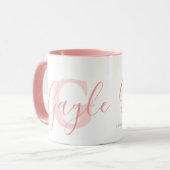 Gayle name meaning and monogram soft pink text tasse (Vorderseite Links)