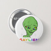 Gaylien Gay Alien für Gay Pride Button (Vorne & Hinten)