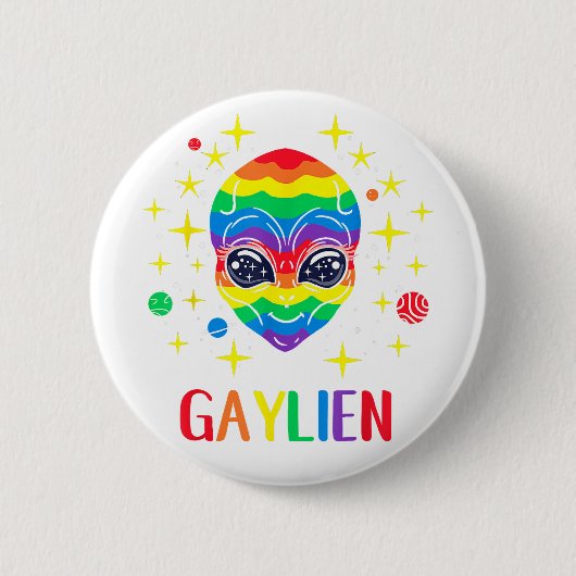 Gaylien Gay Pride Button (Vorderseite)