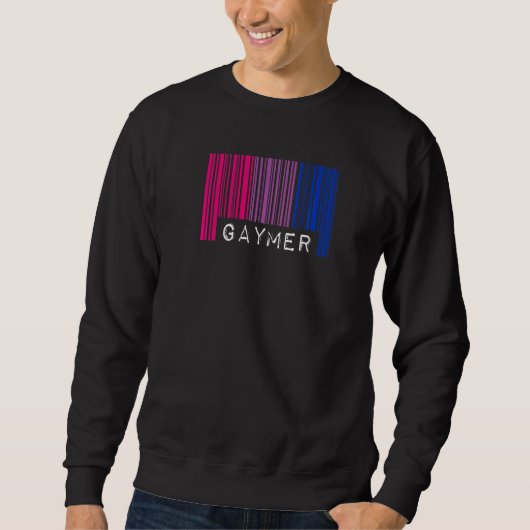 Gaymer Bisexual Pride Flag Barcode Video Games Ner Sweatshirt (Vorderseite)