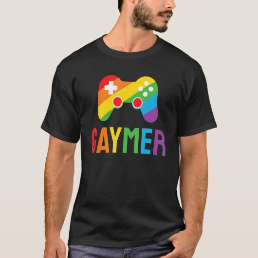 Gaymer Funny Gaming Lover LGBTQ+ Gay Gamer Rainbow T-Shirt (Vorderseite)