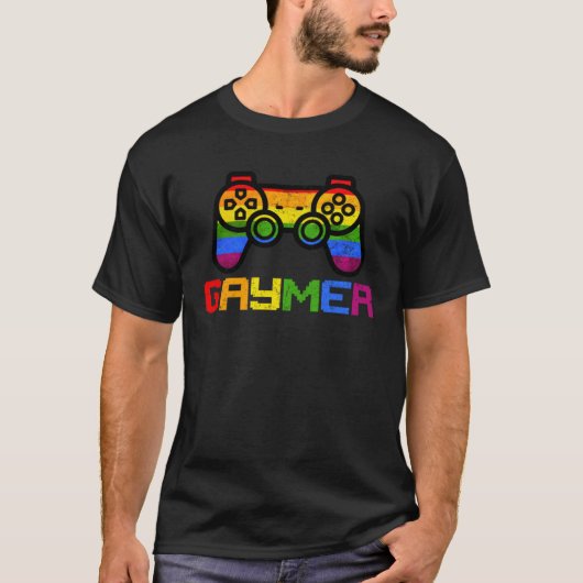Gaymer Gamer Gay Pride LGBT  Lesbian Rainbow Flag T-Shirt (Vorderseite)