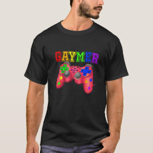 Gaymer Gay Lesbian Video Gamer Rainbow Prilag Flag T-Shirt