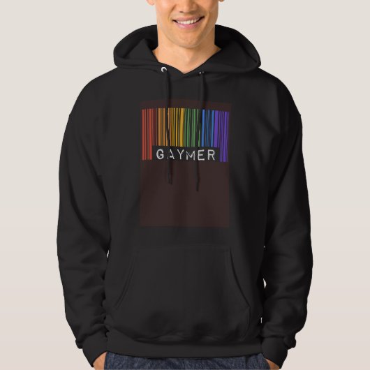 Gaymer Gay Pride Flag Barcode Video Games Nerd Gam Hoodie (Vorderseite)