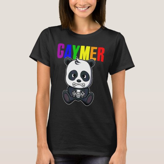 Gaymer Gay Pride Flag Gamer Lgbtq Video Game Panda T-Shirt (Vorderseite)